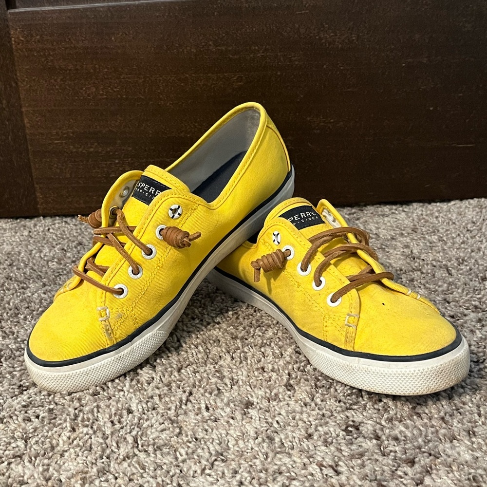 Yellow Sperry sneakers